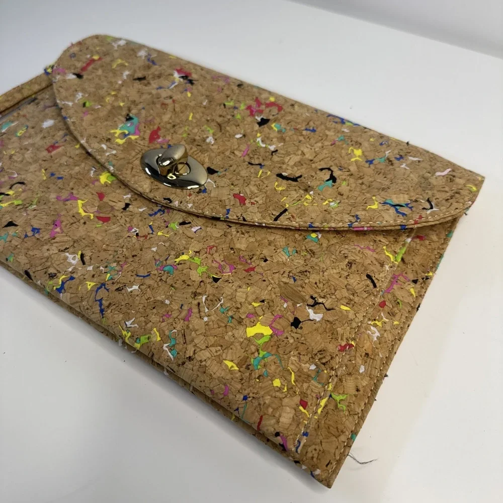 Genuine Memphis Cork Clutch Purse Confetti Print Eco Friendly